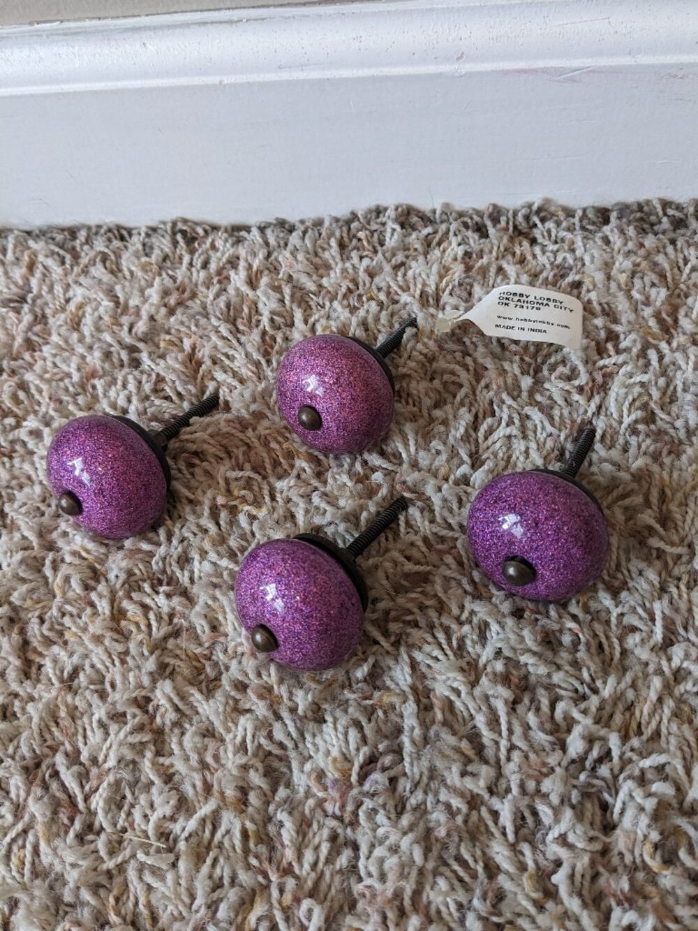 **Moving Sale** Hobby Lobby NWOT Sparkly Purple Knobs - Set of 4